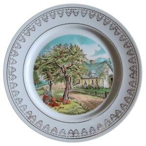 Vtg 80 CURRIER & IVES The Four Seasons AUTUMN 8 1/4" Plate Limited Ed Roy Thomas